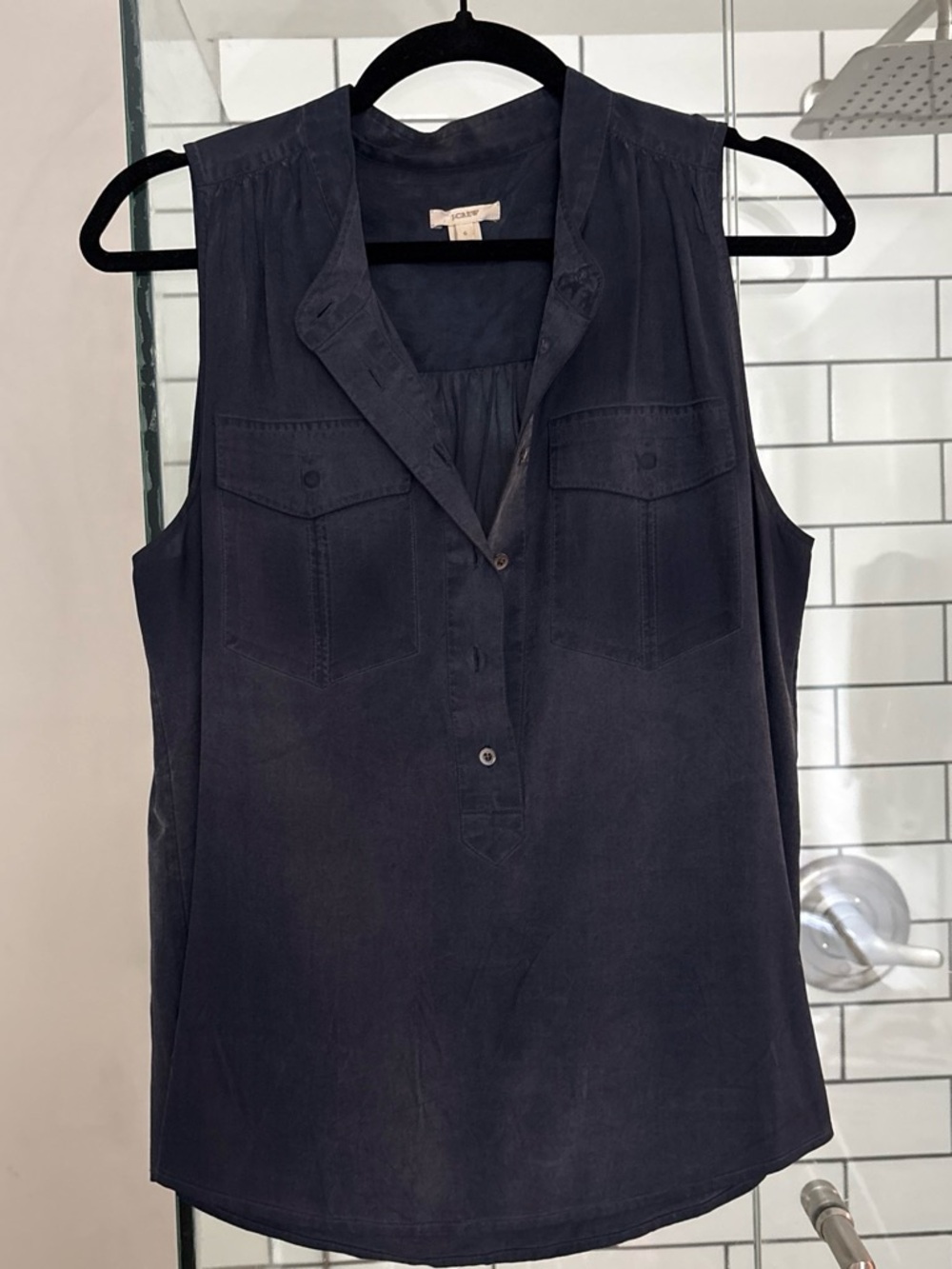 J. Crew Navy 100% silk Sleeveless blouse size 6